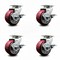 Service Caster 4 Inch Poly on Aluminum Swivel Caster Set with Roller Bearings and Brakes SCC SCC-20S420-PAR-TLB-4 - alternate 1